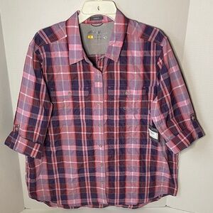 Eddie Bauer Women's Size XL  Button Down Plaid Shirt NWT